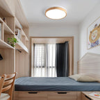 Scandinavian Wood Flush Mount Ceiling Light With Slim Profile — Halden Lighting