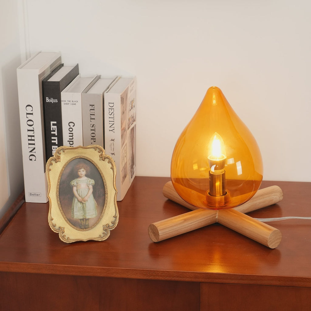 Modern Bamboo and Wood Table Lamp With Warm LED Glow — Halden Lighting
