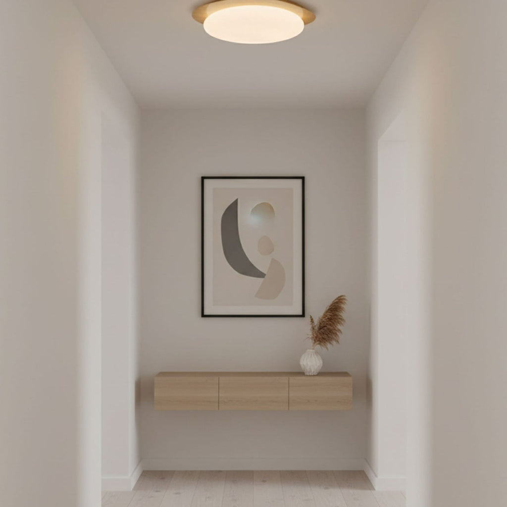 Scandinavian Wood Flush Mount Ceiling Light for Living Room — Halden Lighting