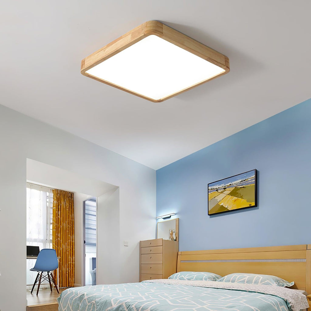 Scandinavian Wood Flush Mount Ceiling Light With Slim Profile — Halden Lighting