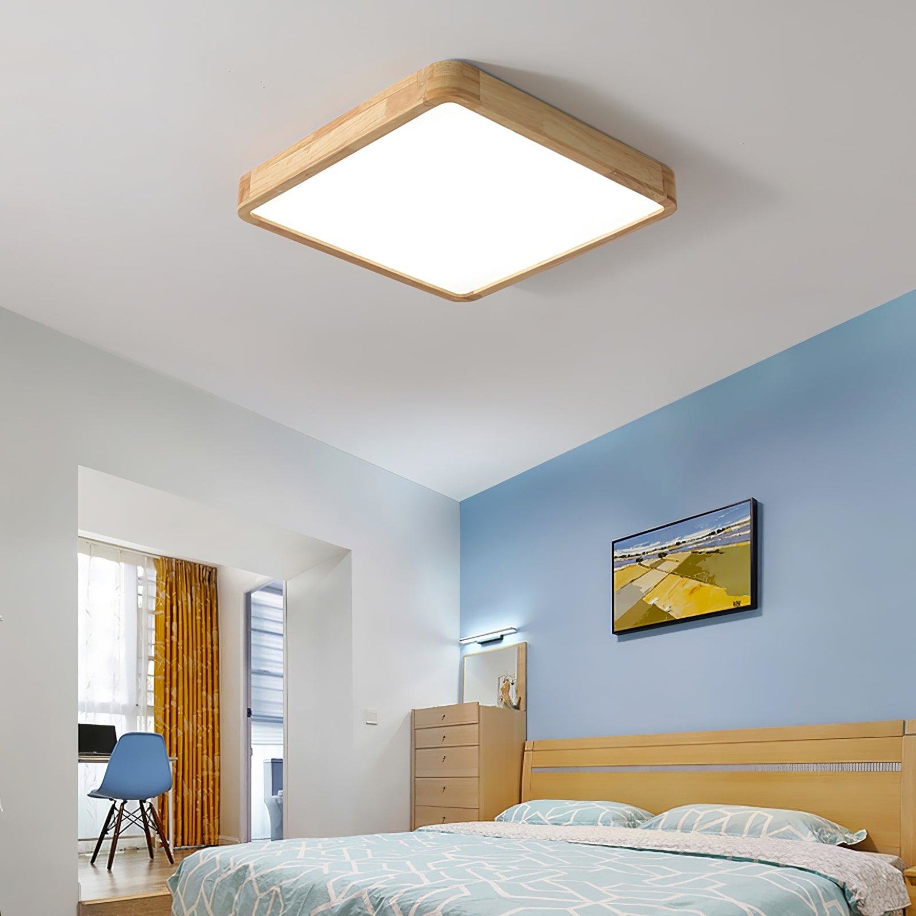 Scandinavian Wood Flush Mount Ceiling Light With Slim Profile — Halden Lighting