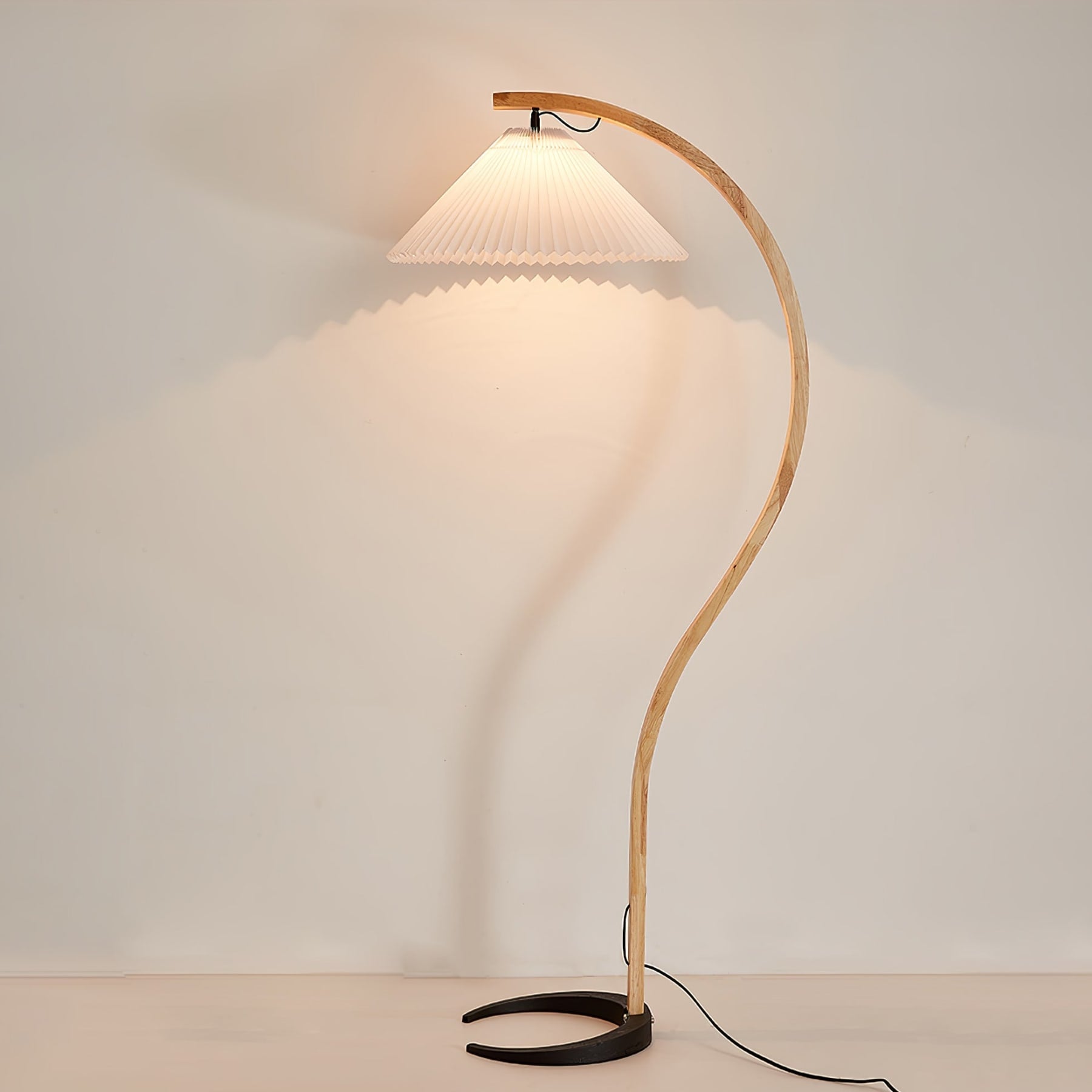 Scandinavian Wood Floor Lamp With Warm LED Glow for Living Room — Halden Lighting