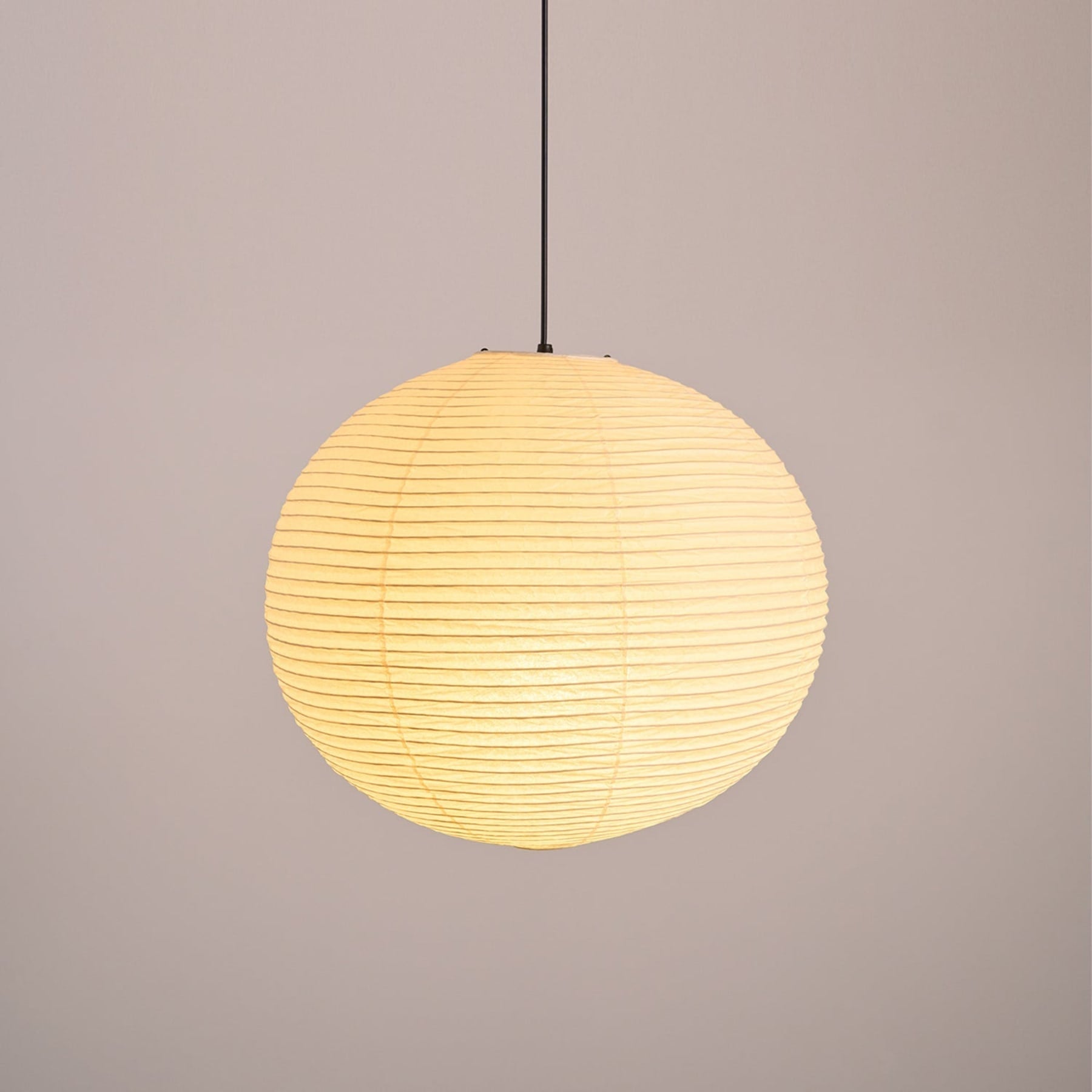 Minimalist Round Lantern Pendant Light With Fabric Shade — Halden Lighting