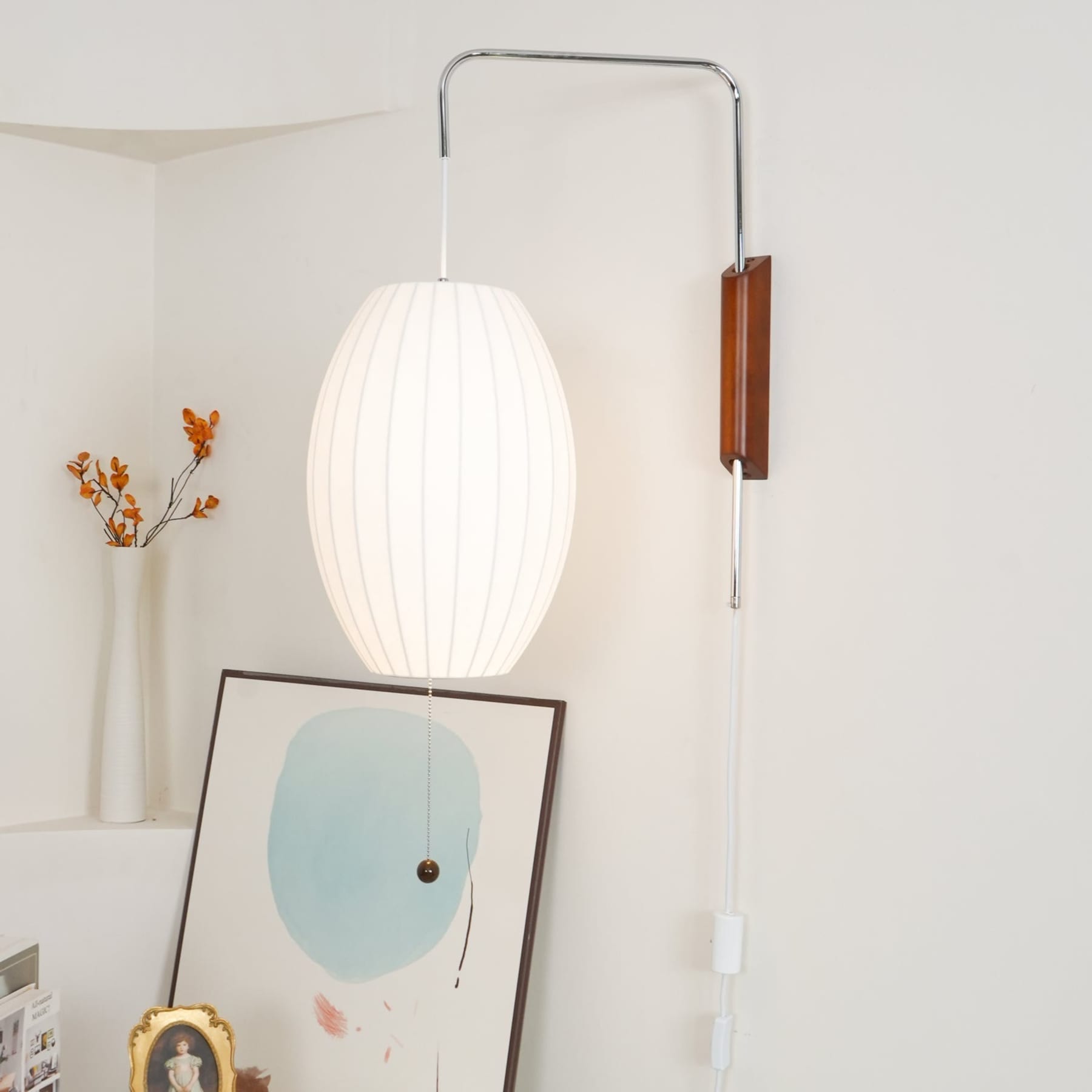 Retro Silk and Walnut Wall Light With Warm LED Glow — Halden Lighting