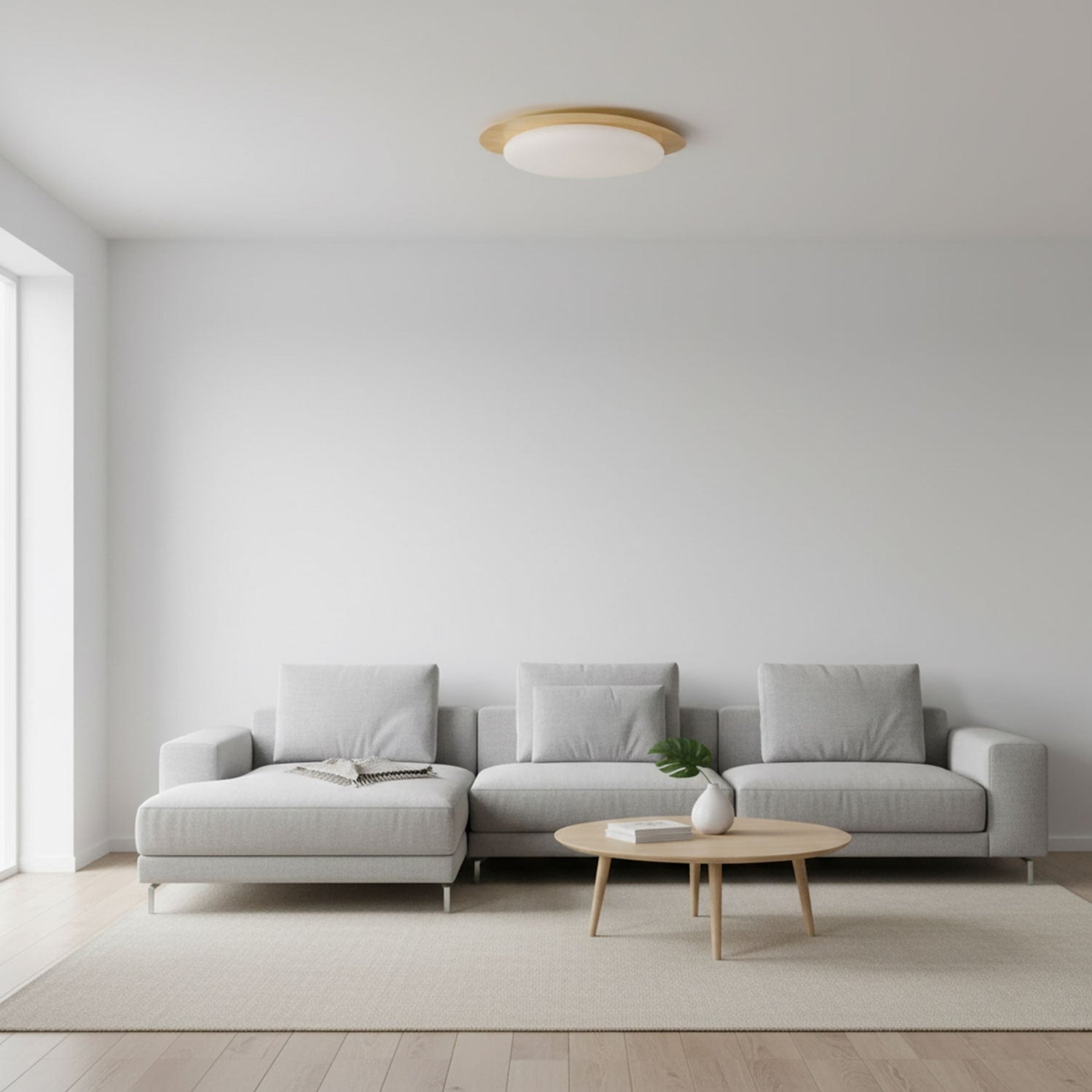 Scandinavian Wood Flush Mount Ceiling Light for Living Room — Halden Lighting