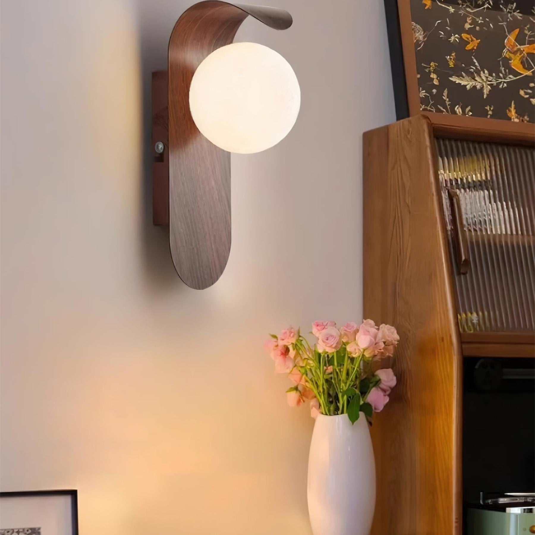Modern Wood Wall Light With Tri-Colour LED Glow — Halden Lighting
