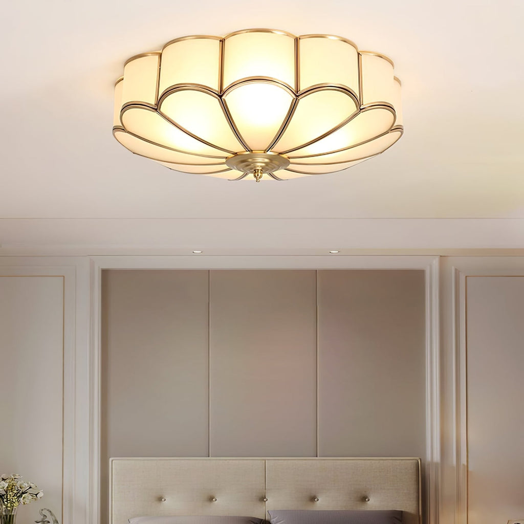 Traditional Brass Flush Mount Ceiling Light With Cool Daylight Glow — Halden Lighting