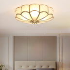 Traditional Brass Flush Mount Ceiling Light With Cool Daylight Glow — Halden Lighting
