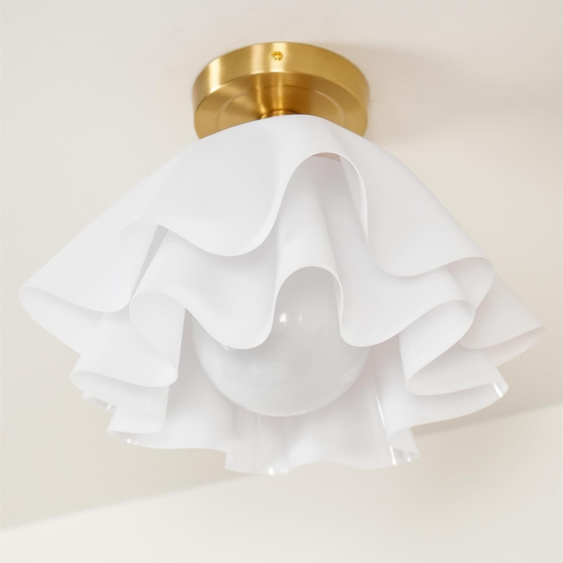 Modern Copper and Acrylic Semi-Flush Ceiling Light With Dimmable Glow — Halden Lighting