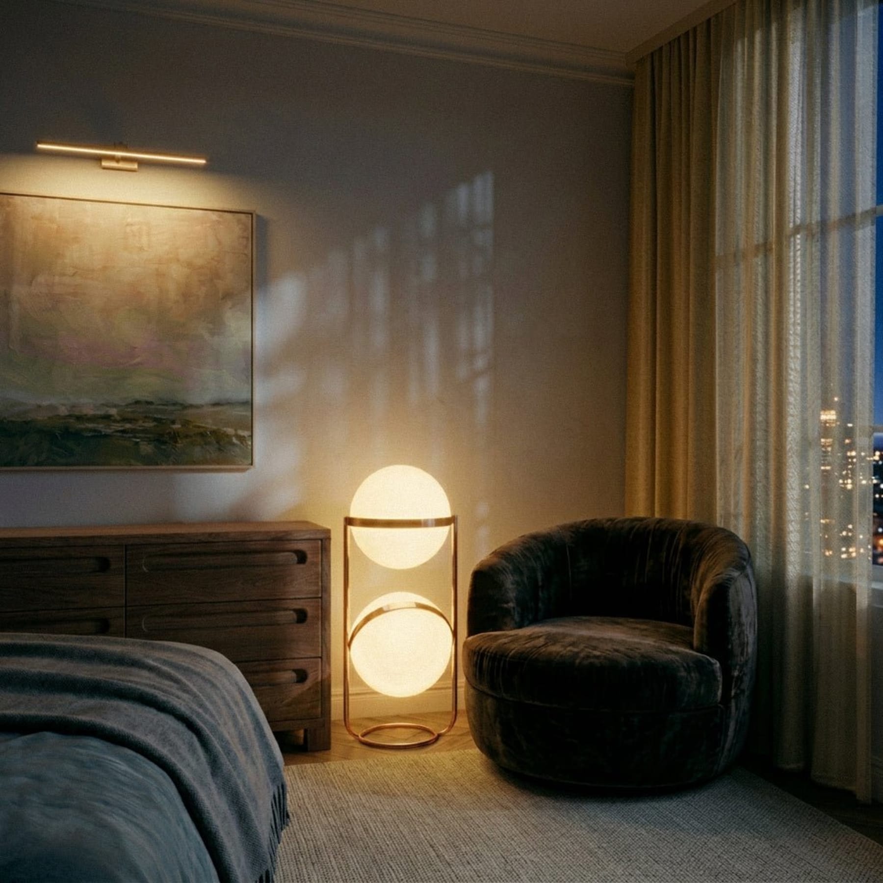 Modern Chrome Floor Lamp With Warm LED Glow for Living Room — Halden Lighting