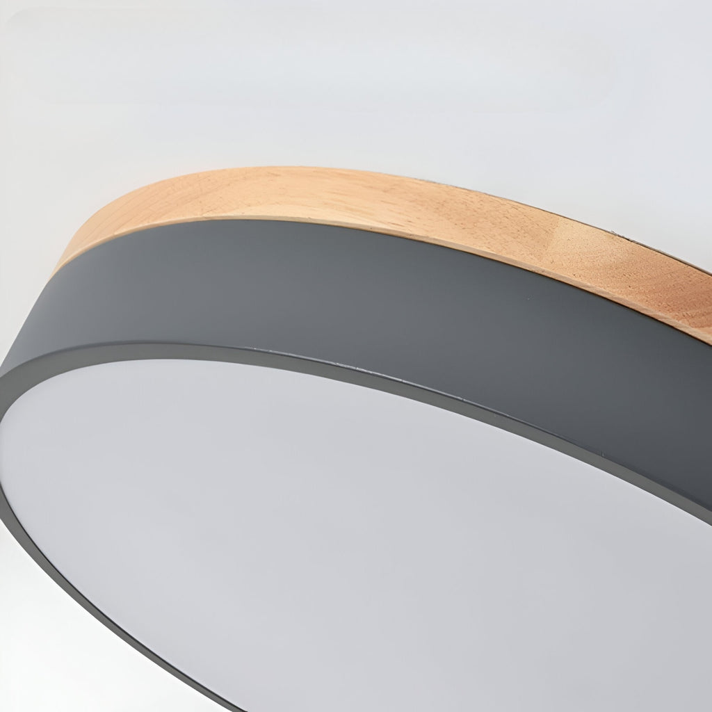 Modern Wood Flush Mount Ceiling Light With Remote Dimming — Halden Lighting