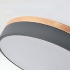 Modern Wood Flush Mount Ceiling Light With Remote Dimming — Halden Lighting