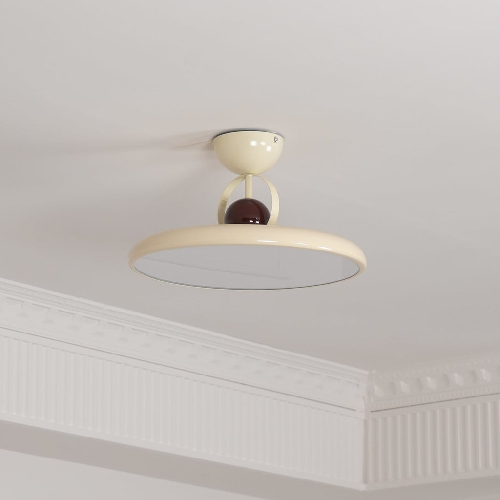 Modern Metal Semi-Flush Ceiling Light With Tri-Colour Dimming — Halden Lighting