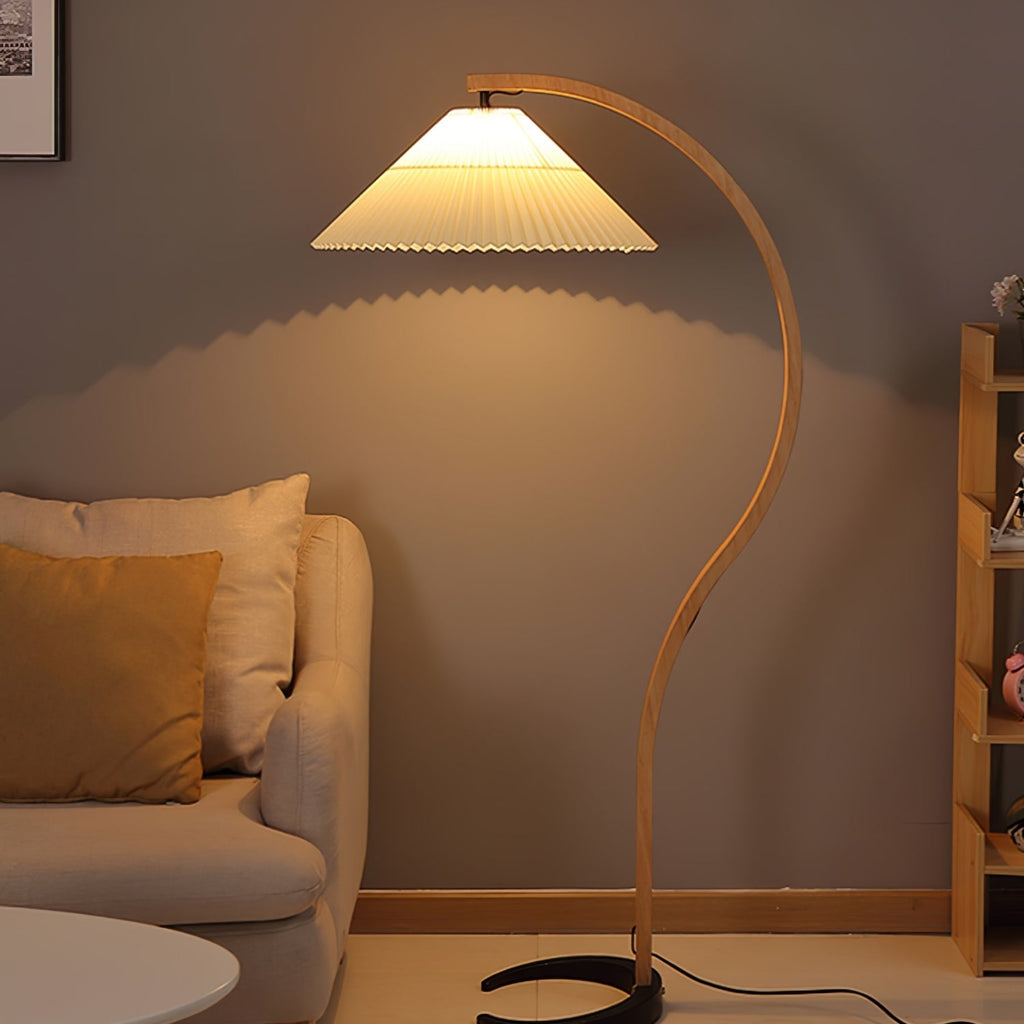 Scandinavian Wood Floor Lamp With Warm LED Glow for Living Room — Halden Lighting