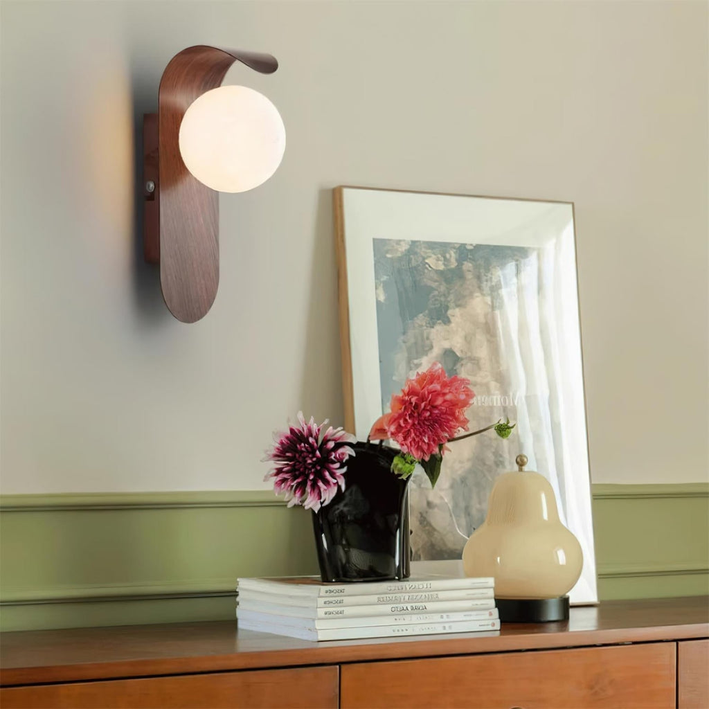 Modern Wood Wall Light With Tri-Colour LED Glow — Halden Lighting