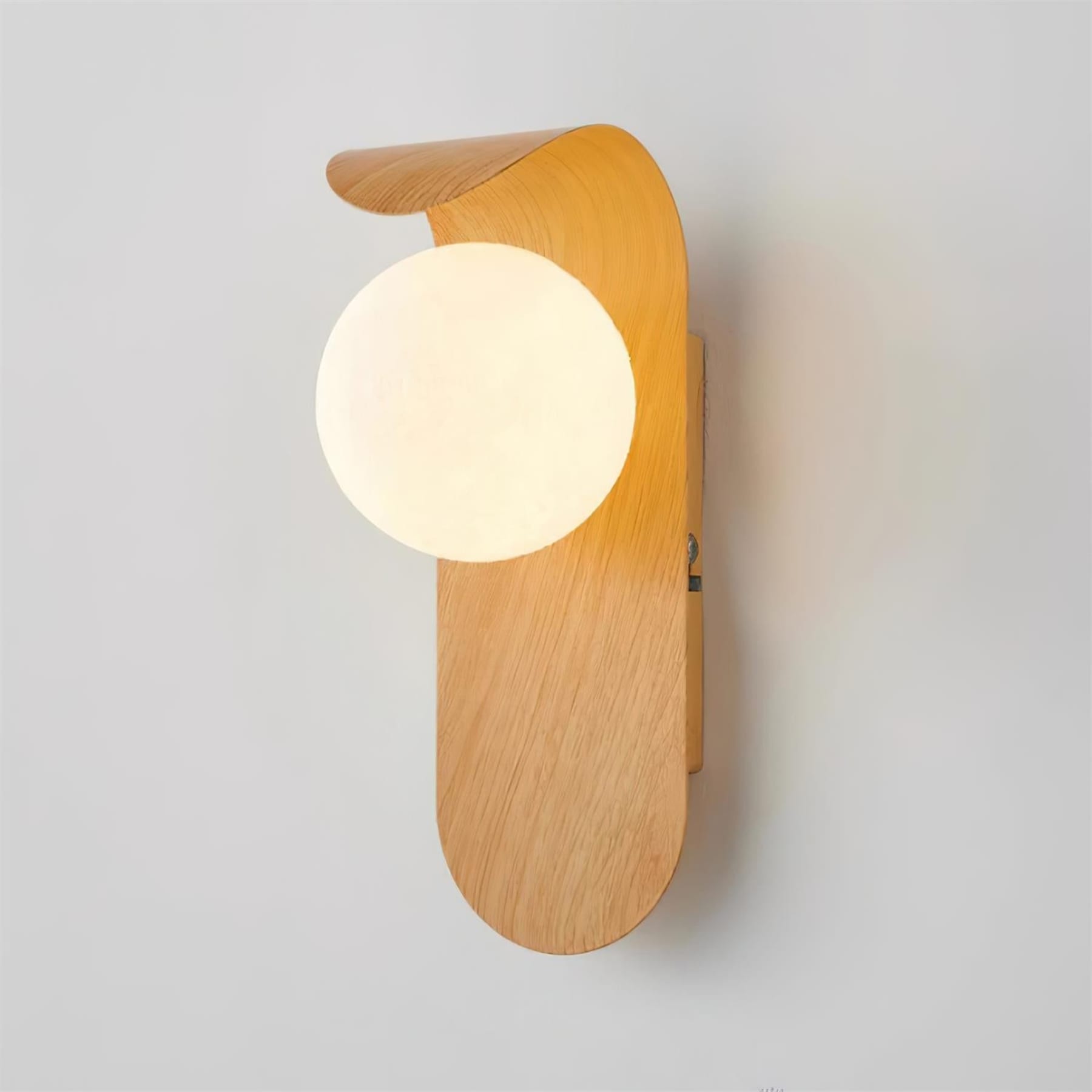 Modern Wood Wall Light With Tri-Colour LED Glow in Brown — Halden Lighting