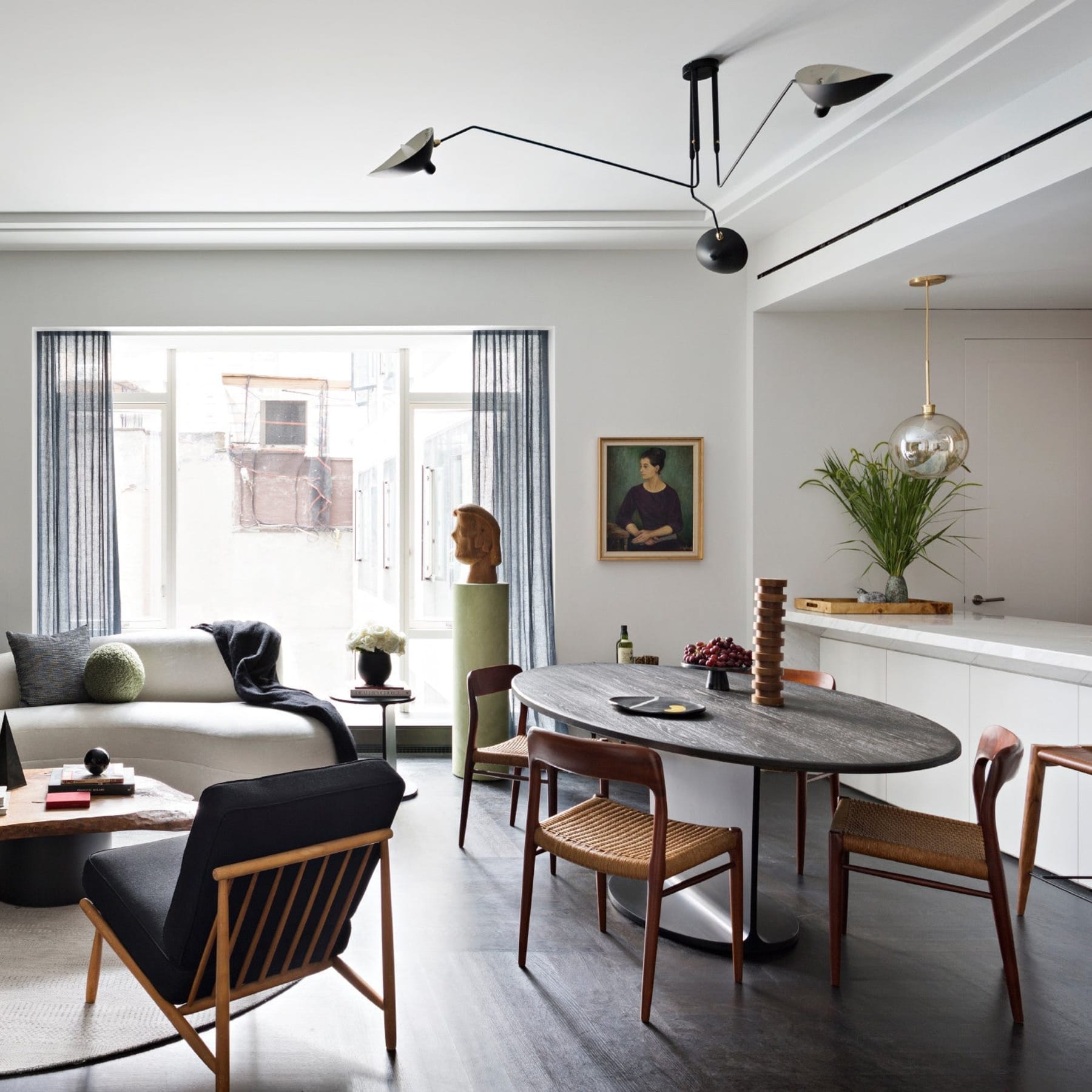 Modern Linear Metal Ceiling Light for Living Room — Halden Lighting