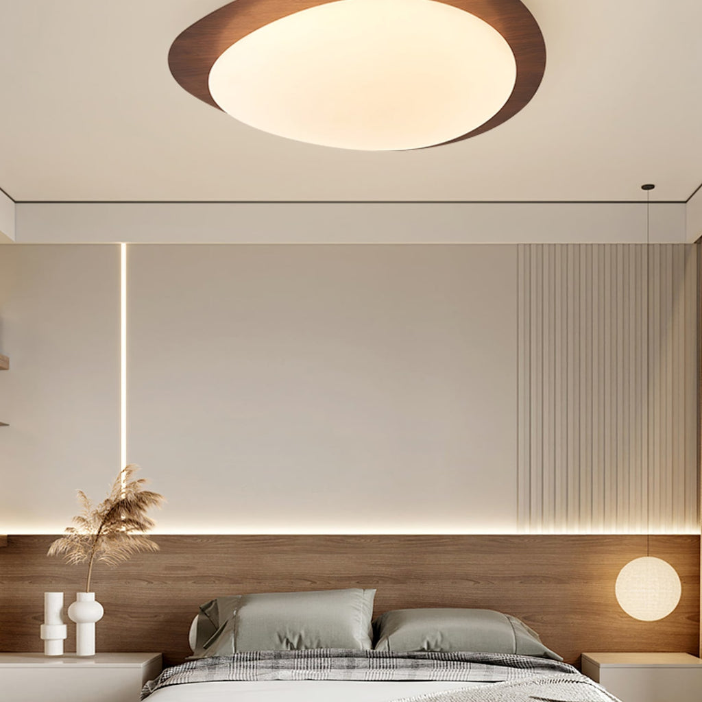 Scandinavian Wood Flush Mount Ceiling Light for Living Room — Halden Lighting