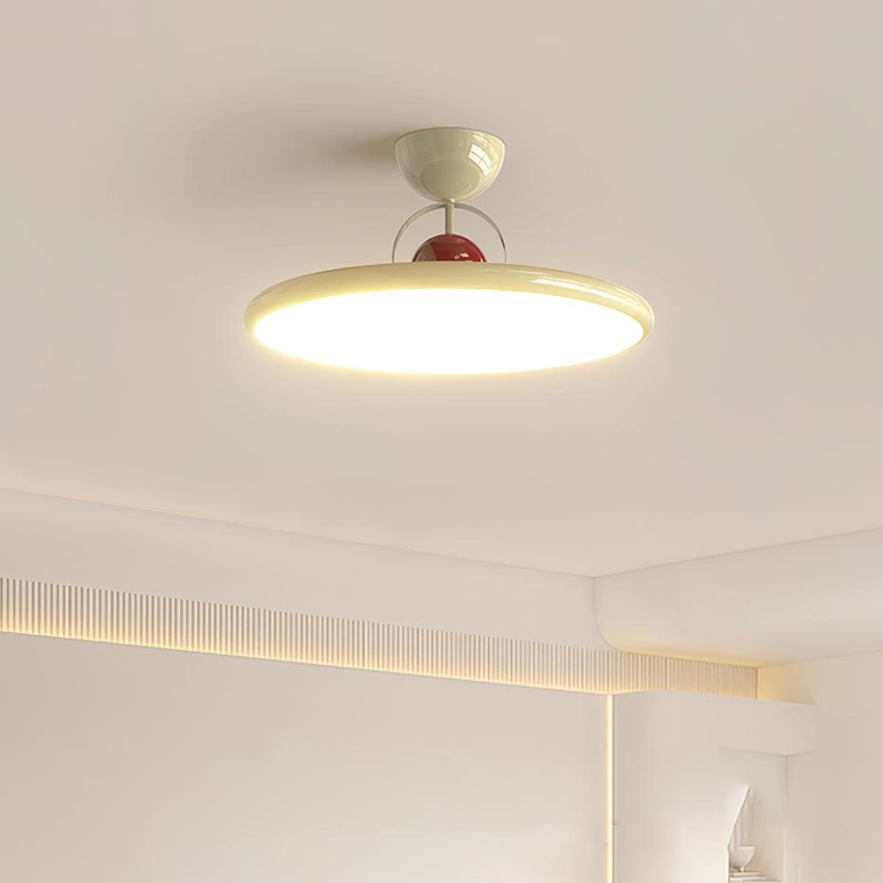 Modern Metal Semi-Flush Ceiling Light With Tri-Colour Dimming — Halden Lighting