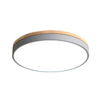 Modern Wood Flush Mount Ceiling Light With Remote Dimming in Grey — Halden Lighting