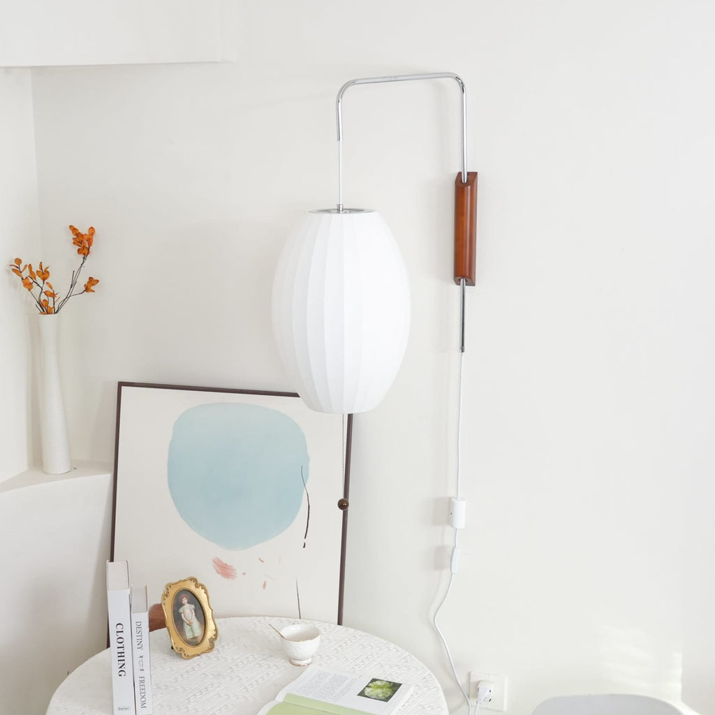 Retro Silk and Walnut Wall Light With Warm LED Glow — Halden Lighting