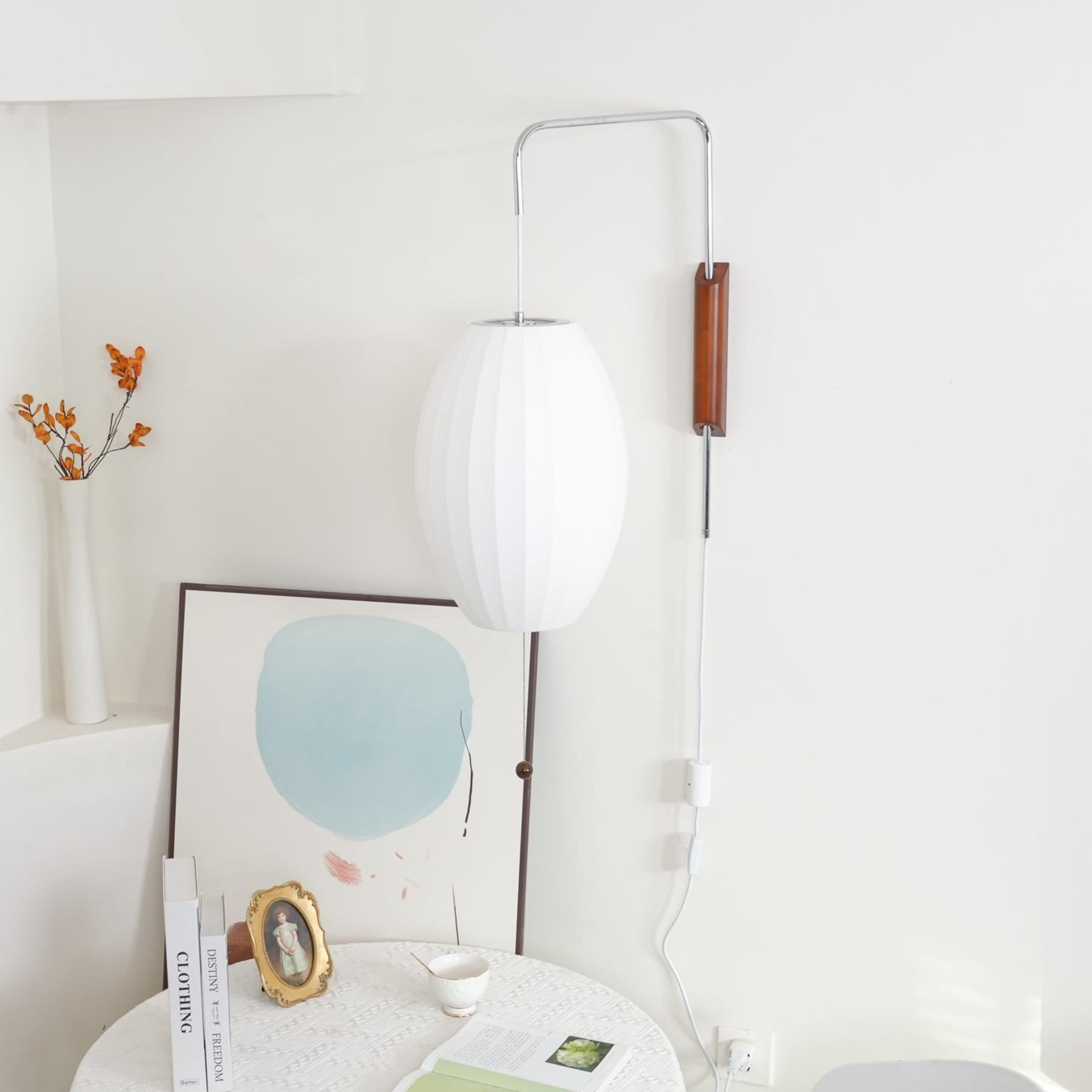 Retro Silk and Walnut Wall Light With Warm LED Glow — Halden Lighting