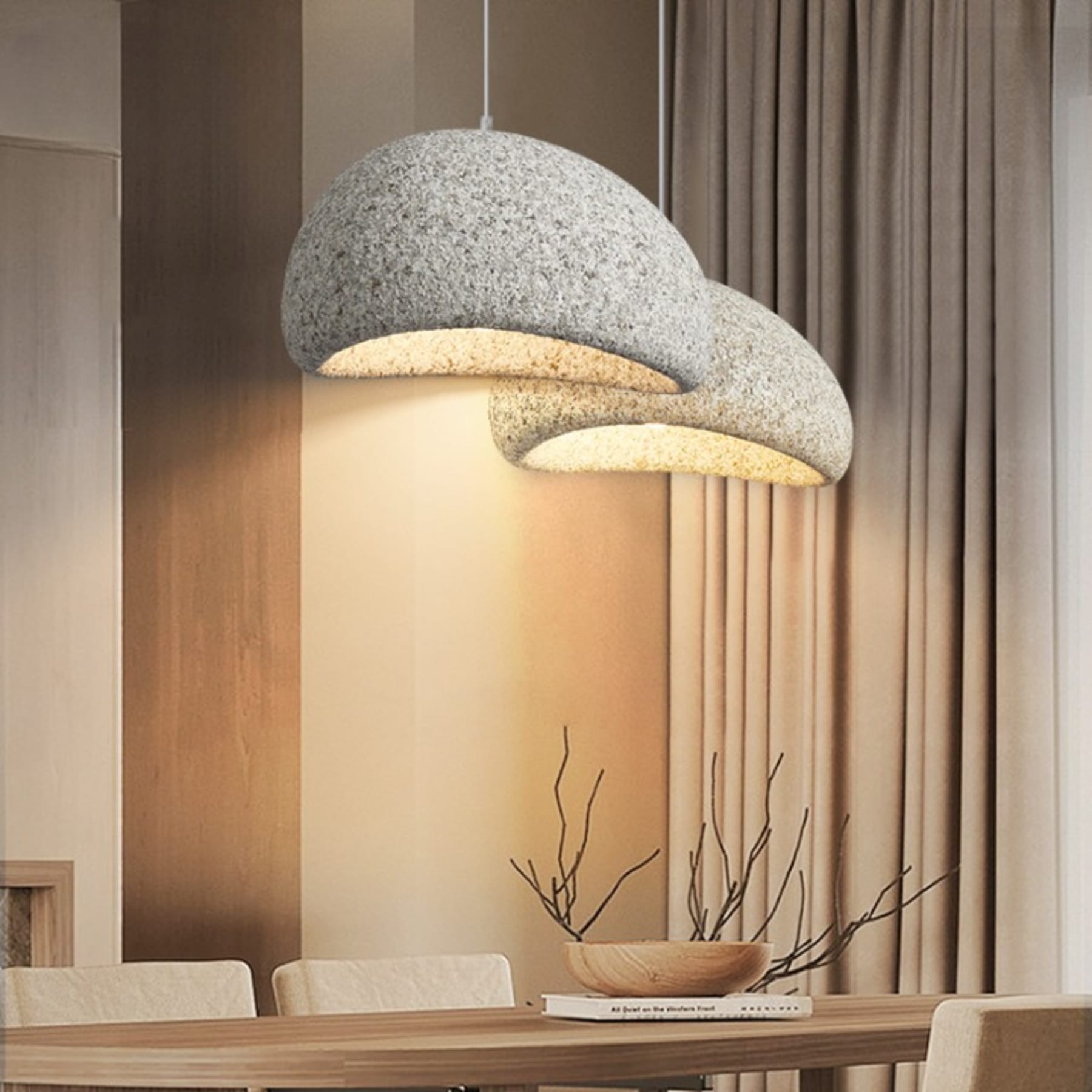 Modern Stone Pendant Light With Matte Finish for Living Room — Halden Lighting