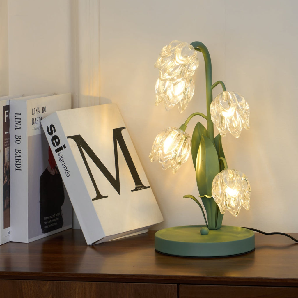 Retro Glass Table Lamp With Warm LED Glow — Halden Lighting