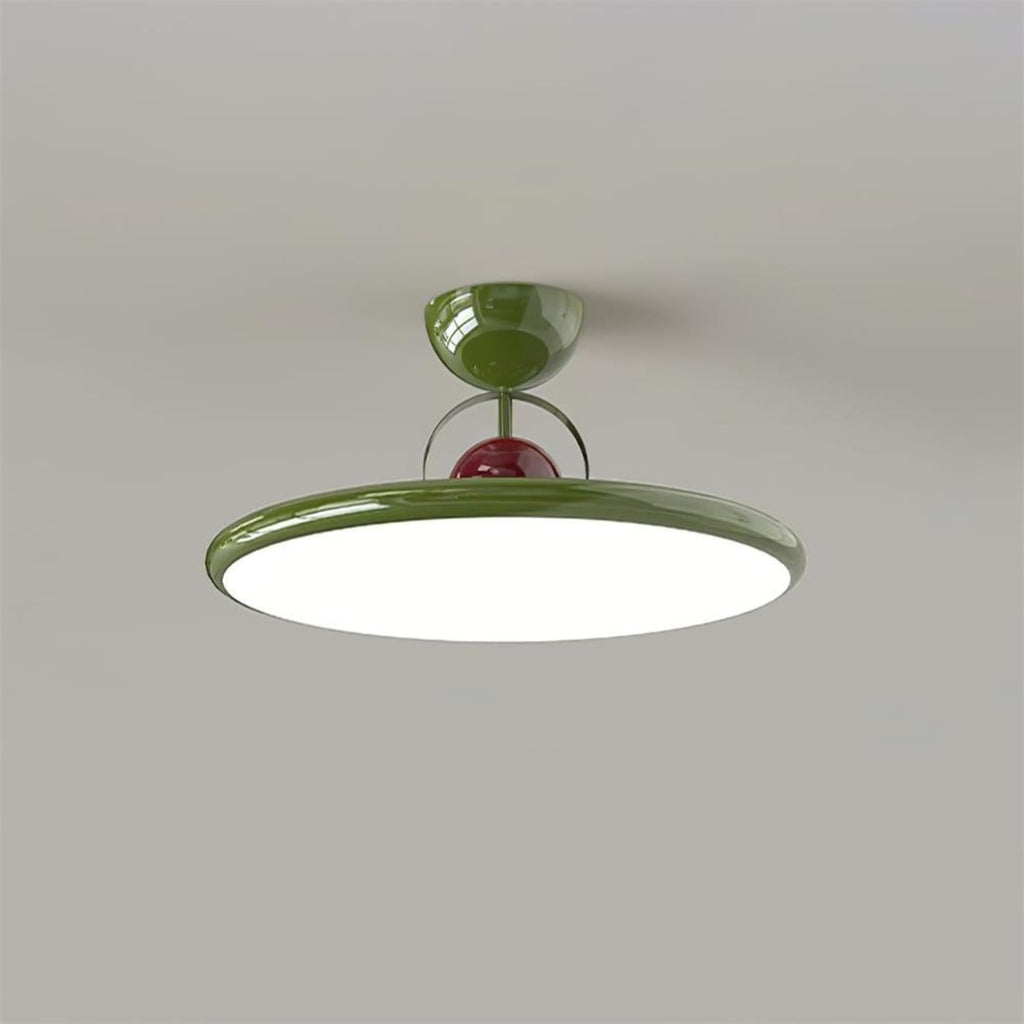Modern Metal Semi-Flush Ceiling Light With Tri-Colour Dimming in Green — Halden Lighting