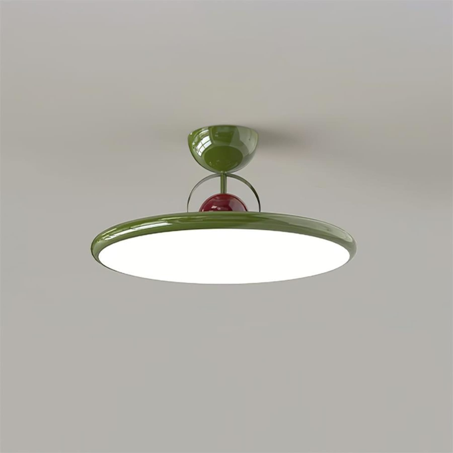 Modern Metal Semi-Flush Ceiling Light With Tri-Colour Dimming in Green — Halden Lighting
