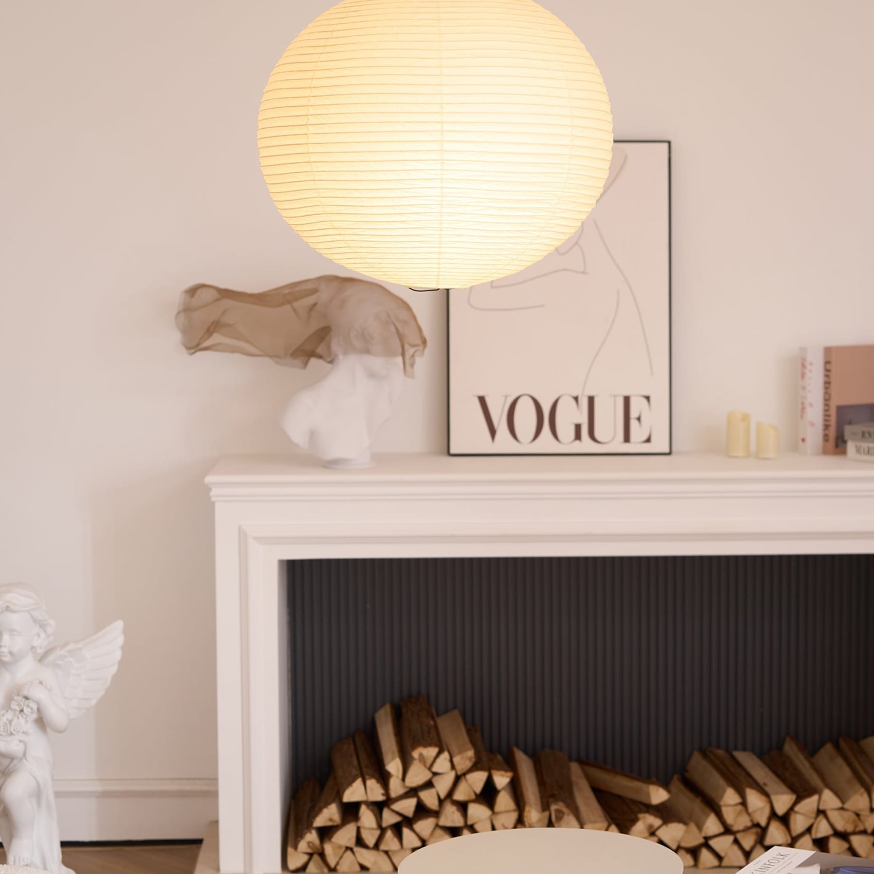 Minimalist Round Lantern Pendant Light With Fabric Shade — Halden Lighting