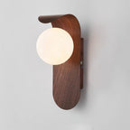 Modern Wood Wall Light With Tri-Colour LED Glow in Dark Brown — Halden Lighting