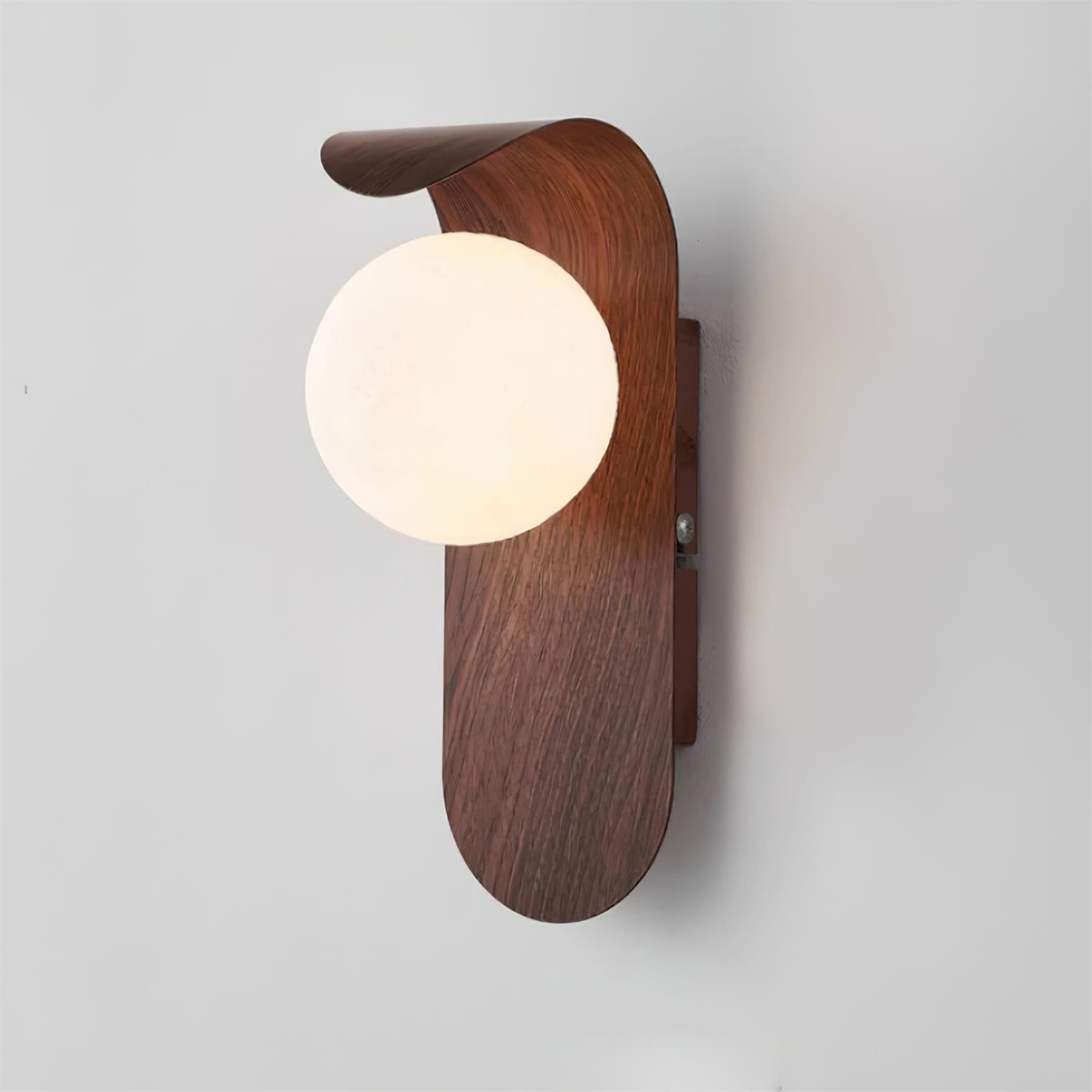 Modern Wood Wall Light With Tri-Colour LED Glow in Dark Brown — Halden Lighting