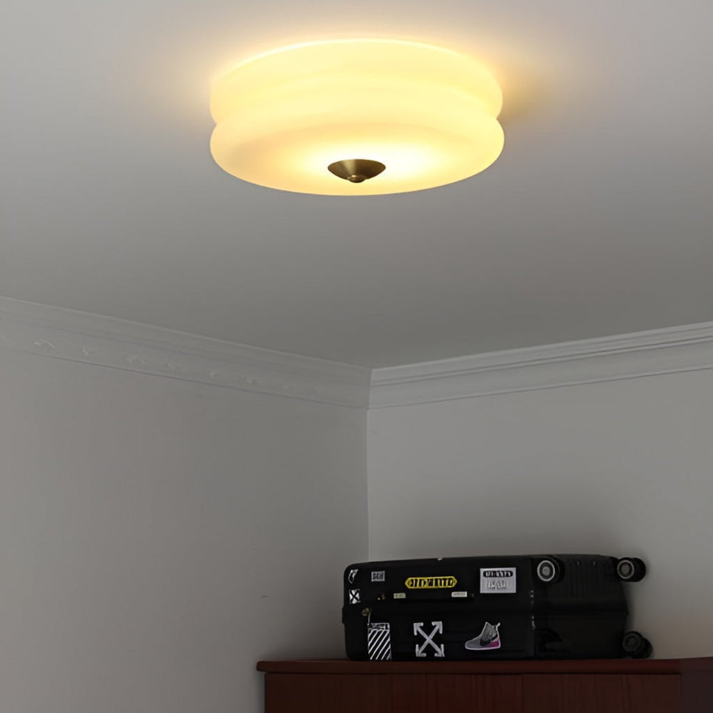 Retro Glass Flush Mount Ceiling Light For Living Room — Halden Lighting