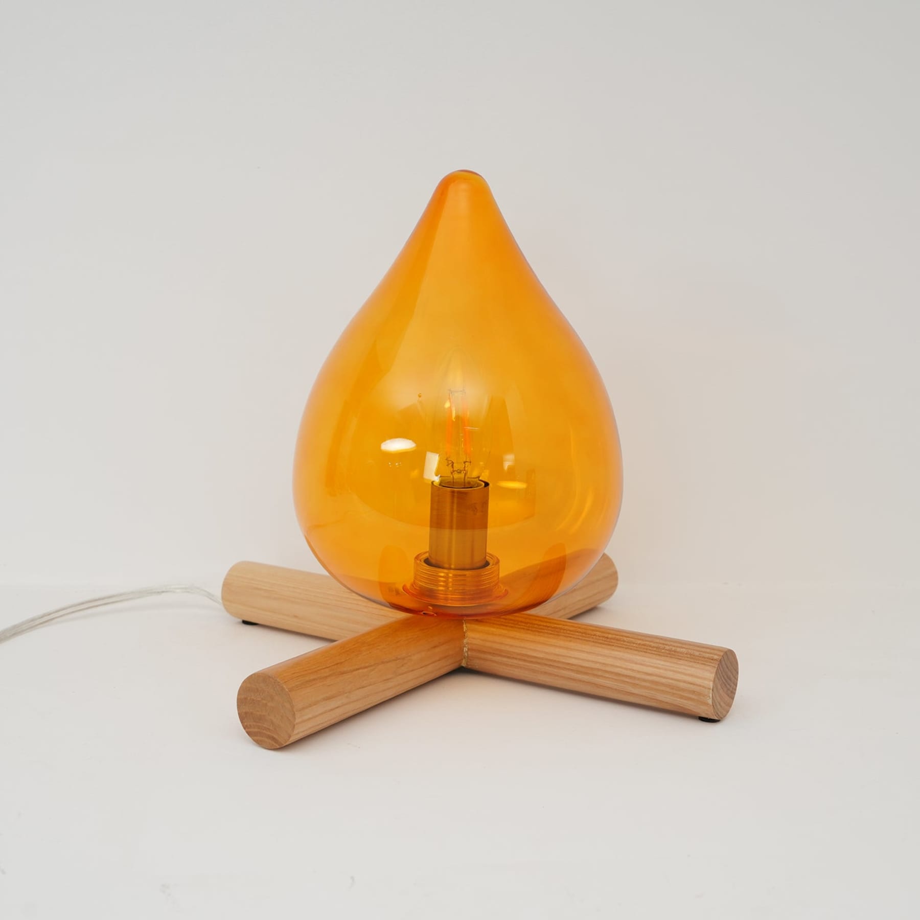 Modern Bamboo and Wood Table Lamp With Warm LED Glow — Halden Lighting