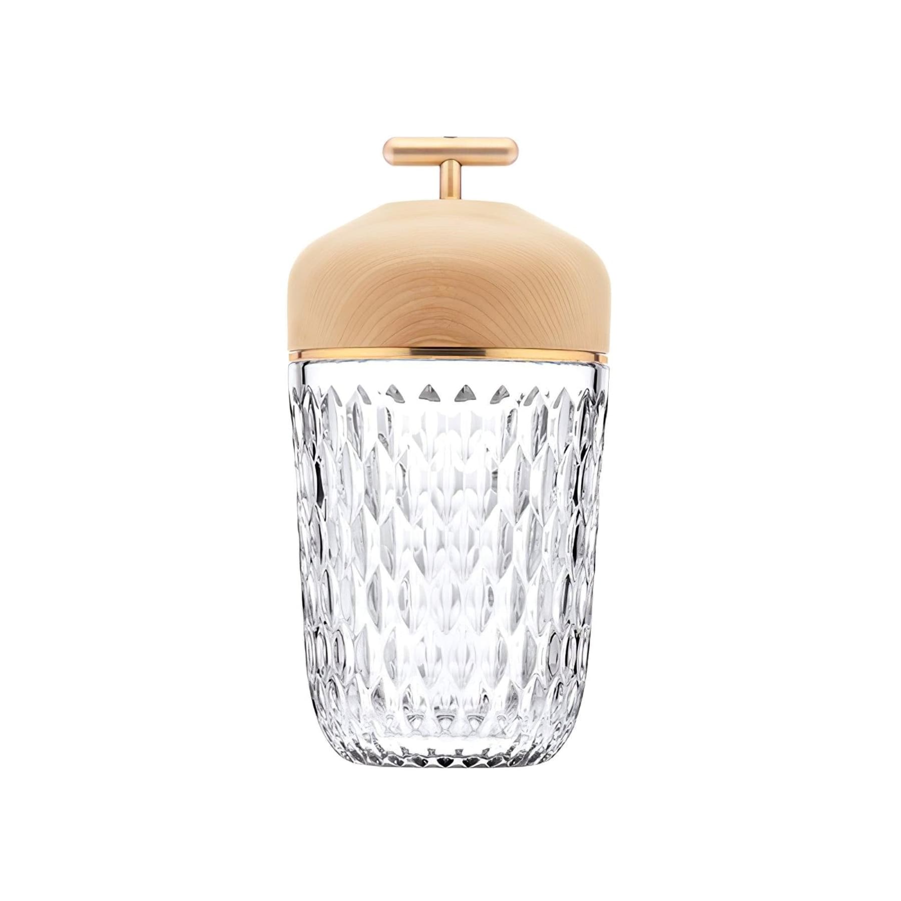 Modern Glass Table Lamp With USB Plug-In Convenience in Gold Brown — Halden Lighting