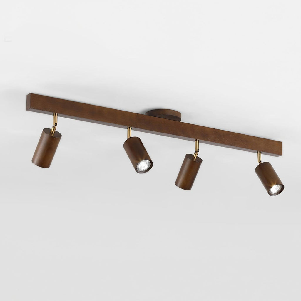 Modern Linear Walnut Wood Ceiling Light for Living Room in 100 × 22 cm (39" × 9") — Halden Lighting