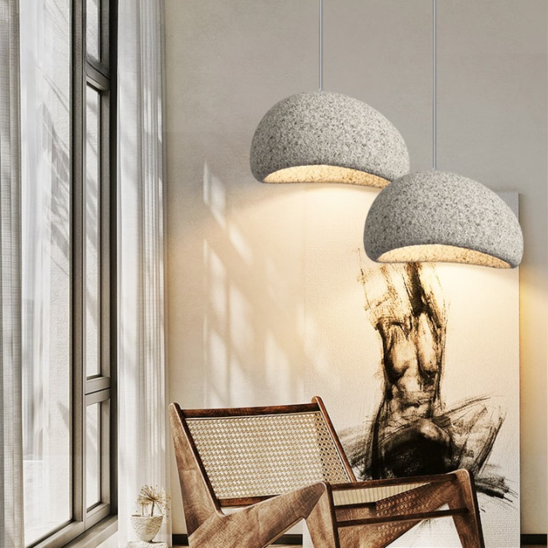Modern Stone Pendant Light With Matte Finish for Living Room — Halden Lighting