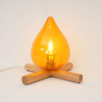Modern Bamboo and Wood Table Lamp With Warm LED Glow — Halden Lighting