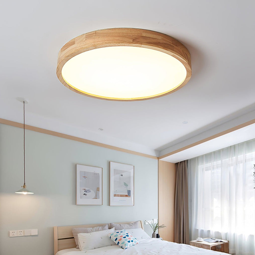 Scandinavian Wood Flush Mount Ceiling Light With Slim Profile — Halden Lighting