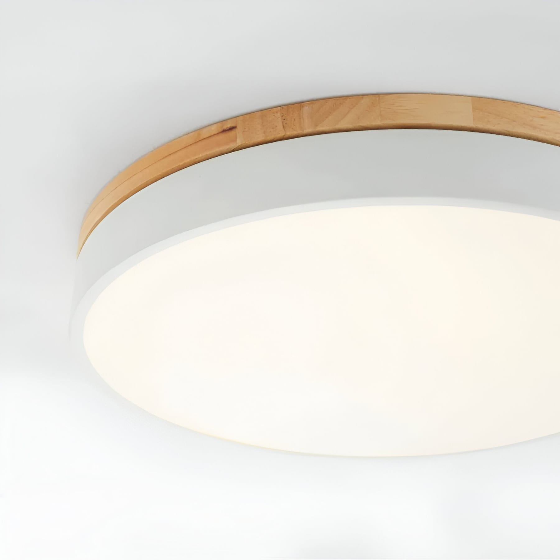 Modern Wood Flush Mount Ceiling Light With Remote Dimming — Halden Lighting