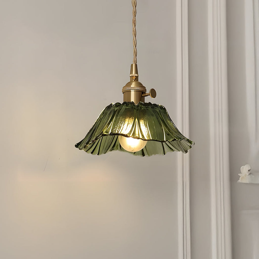 Bohemian Glass Pendant Light With Warm LED Glow in Green — Halden Lighting