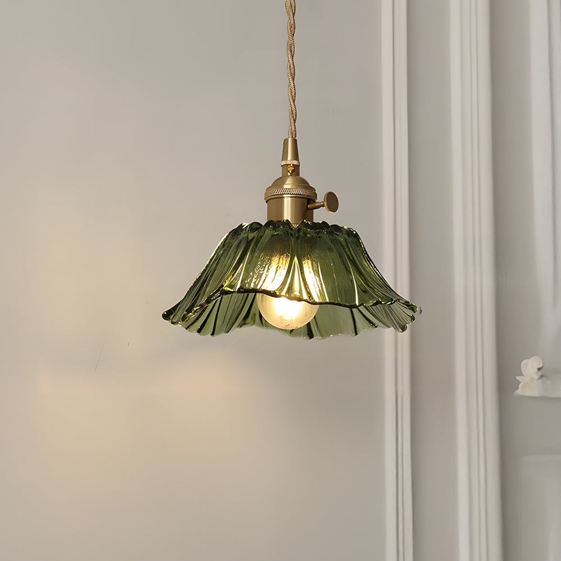 Bohemian Glass Pendant Light With Warm LED Glow in Green — Halden Lighting