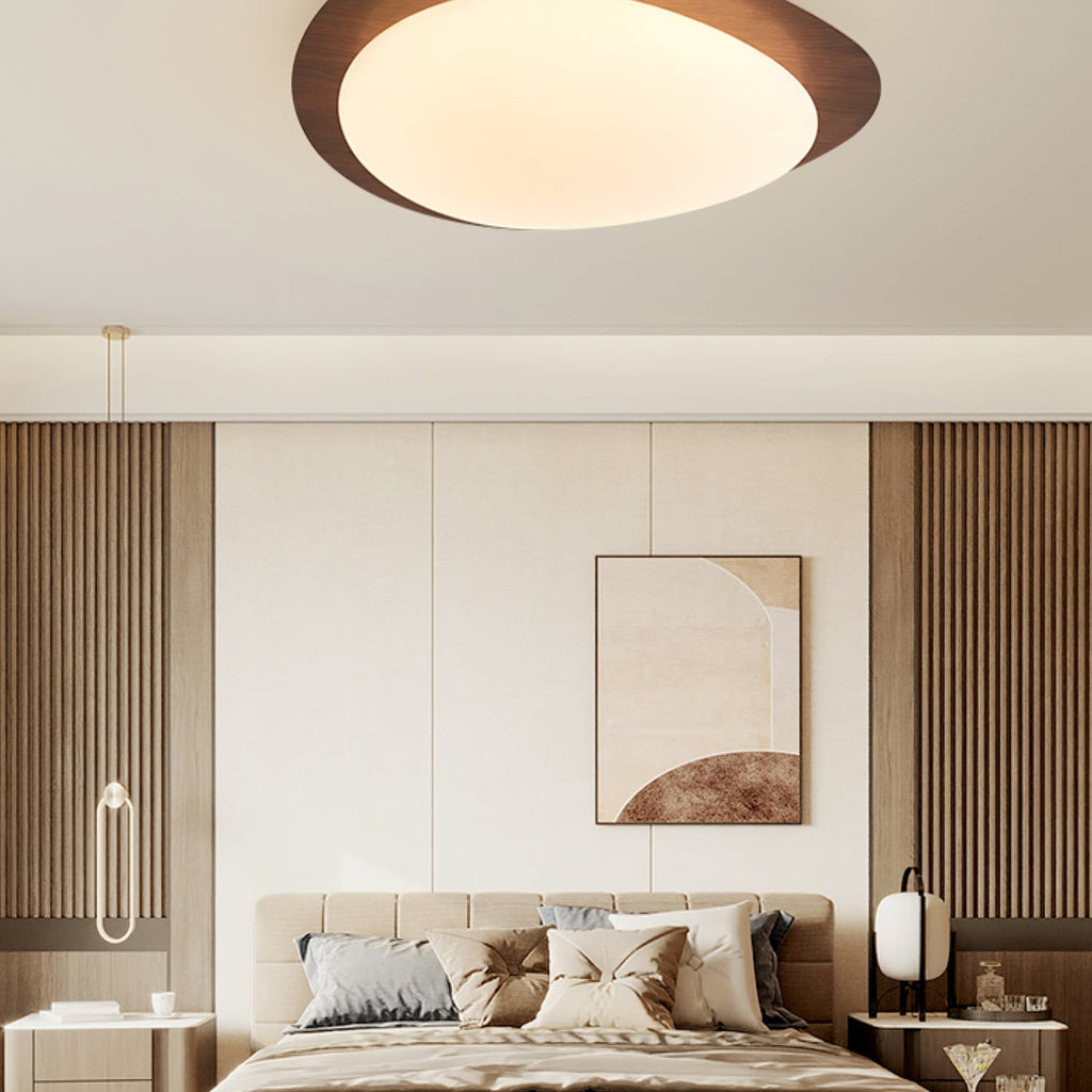 Scandinavian Wood Flush Mount Ceiling Light for Living Room — Halden Lighting