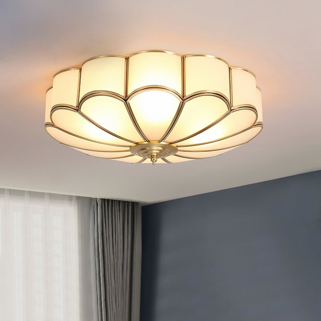 Traditional Brass Flush Mount Ceiling Light With Cool Daylight Glow — Halden Lighting