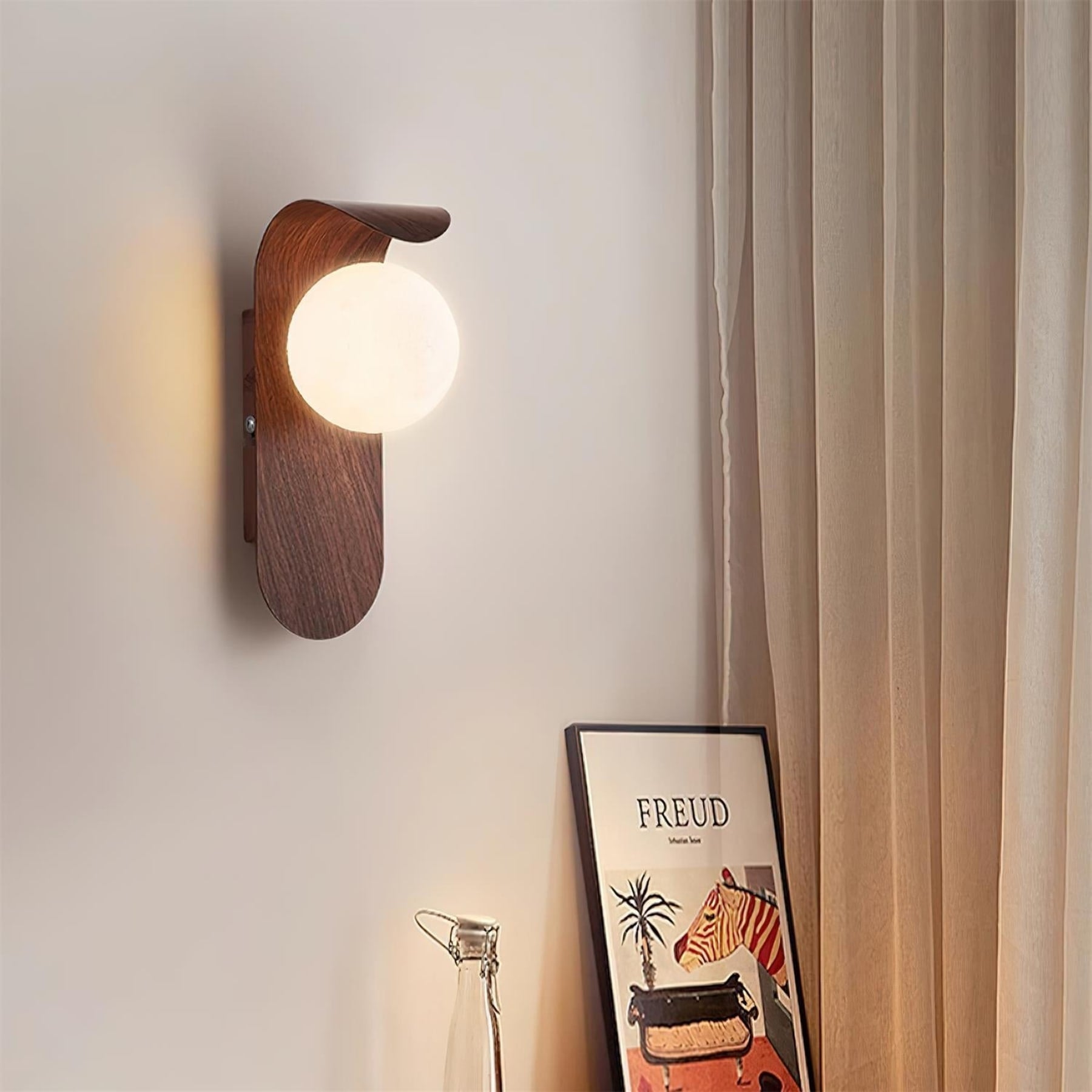 Modern Wood Wall Light With Tri-Colour LED Glow — Halden Lighting