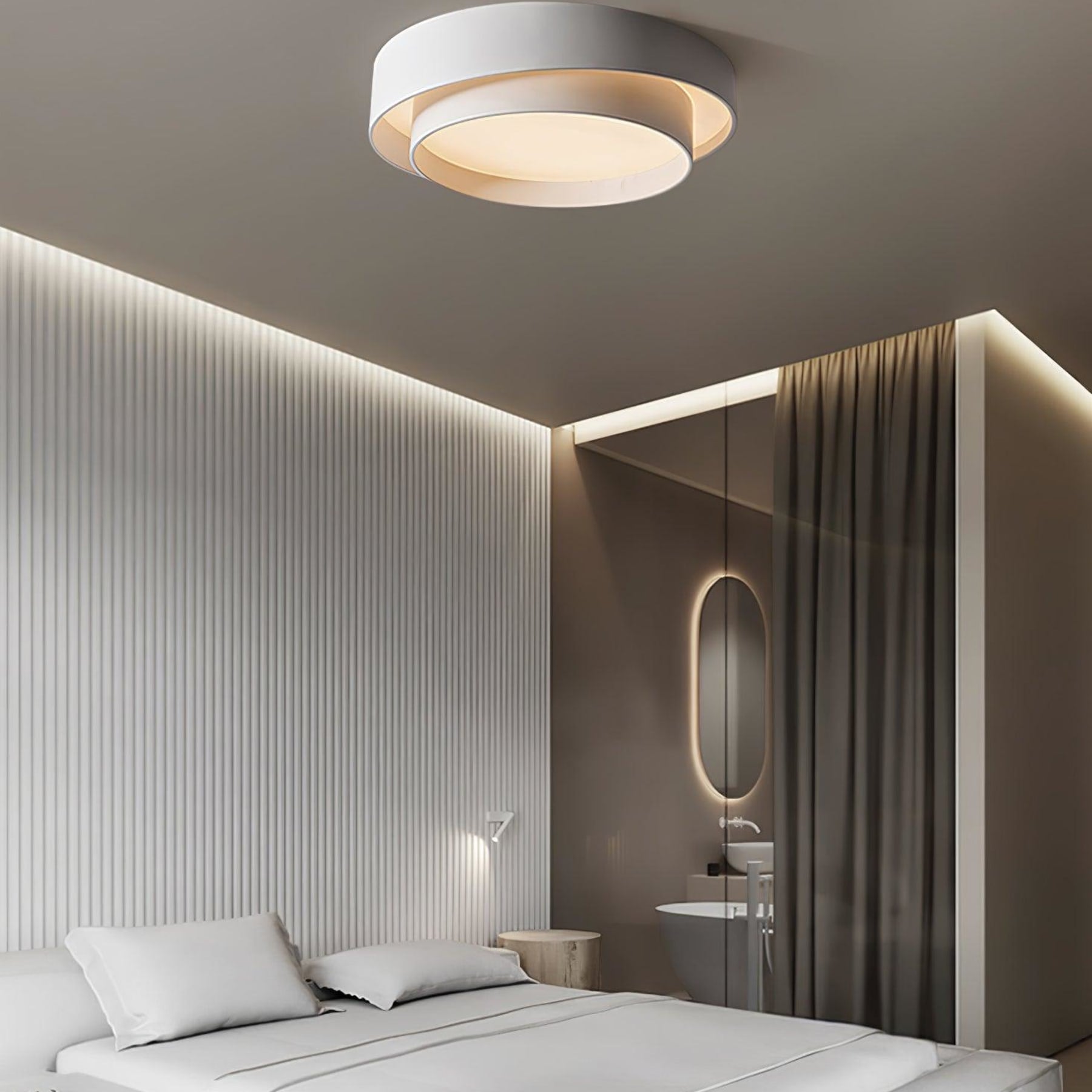 Modern Metal Flush Mount Ceiling Light With Cool Daylight Glow — Halden Lighting