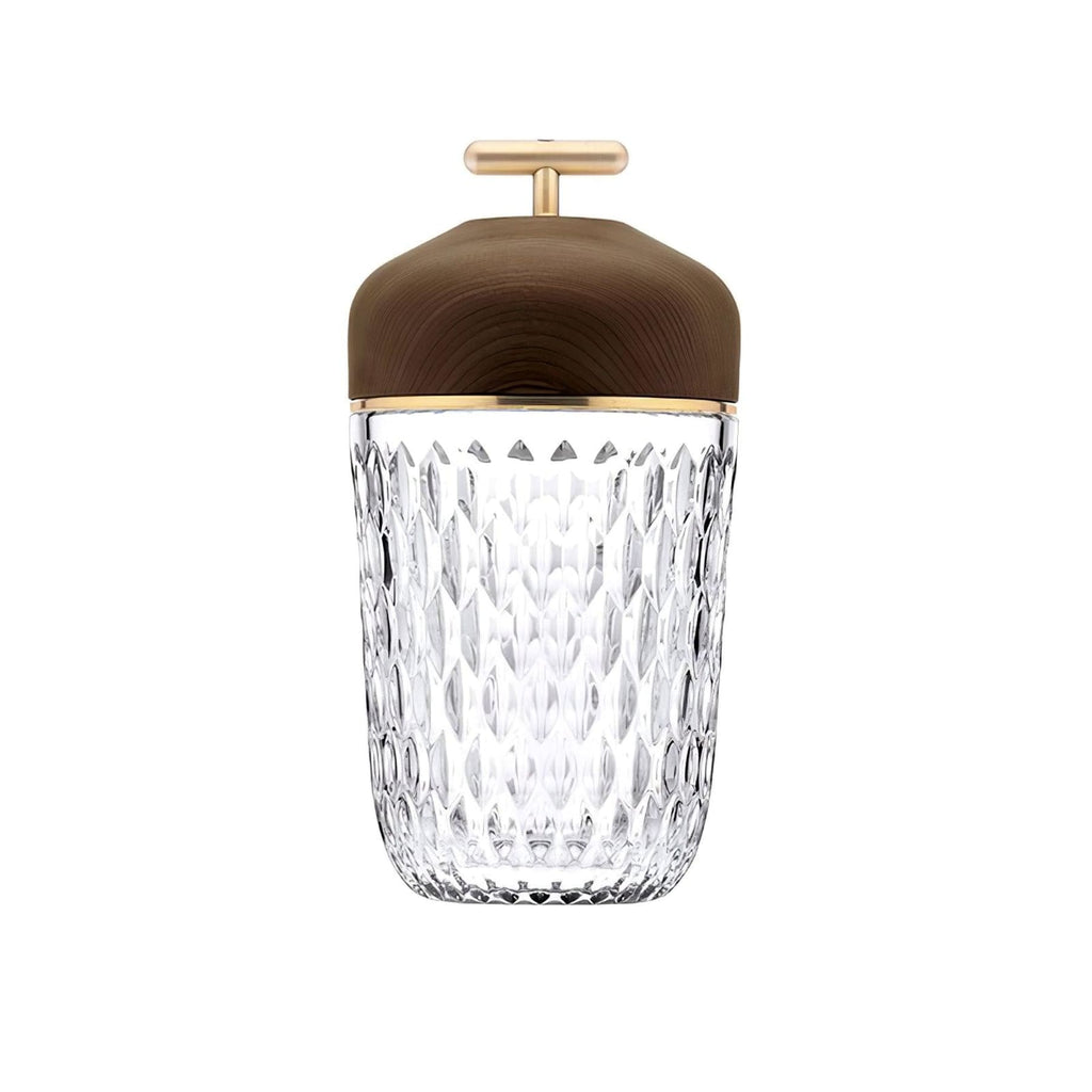 Modern Glass Table Lamp With USB Plug-In Convenience in Gold Dark Brown — Halden Lighting