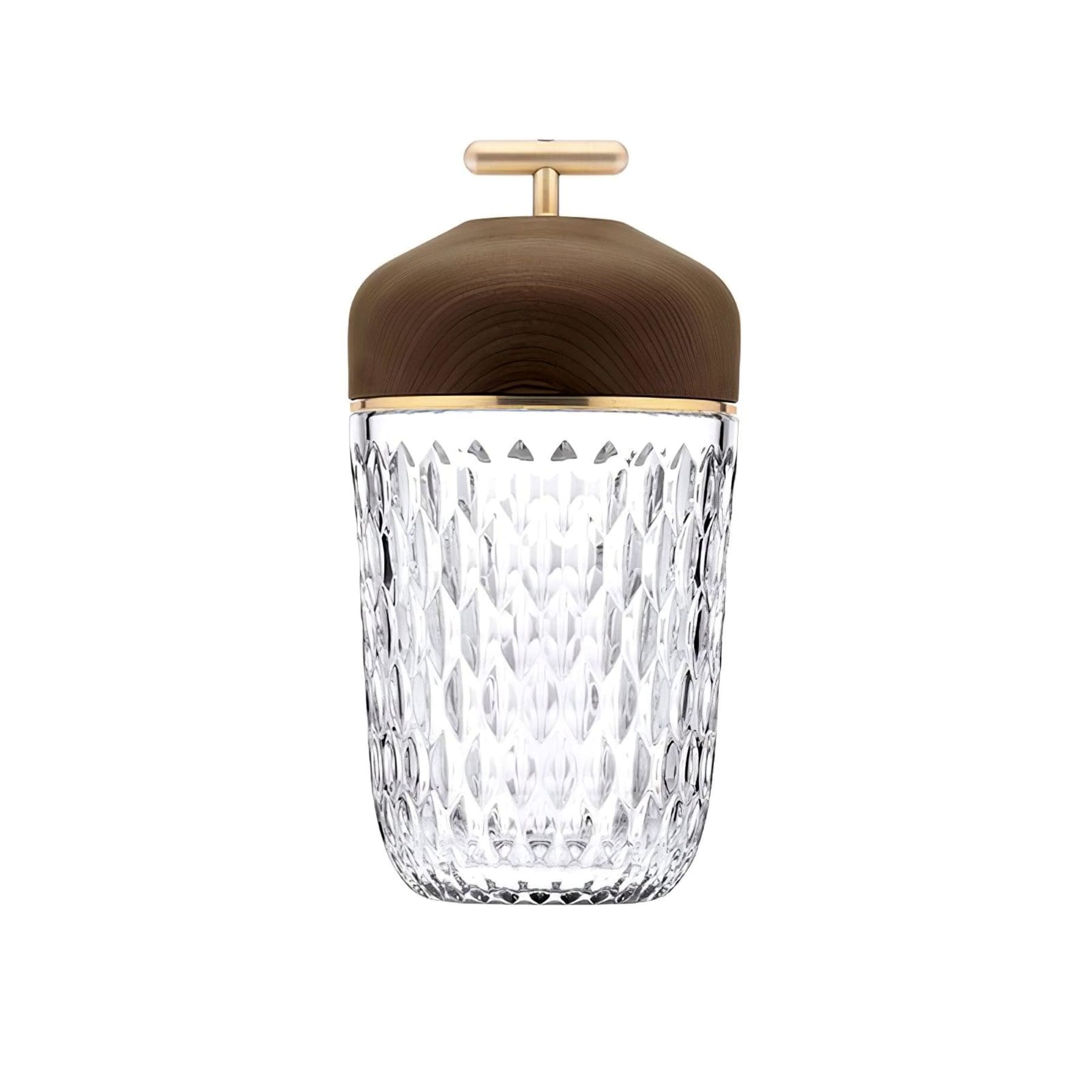 Modern Glass Table Lamp With USB Plug-In Convenience in Gold Dark Brown — Halden Lighting