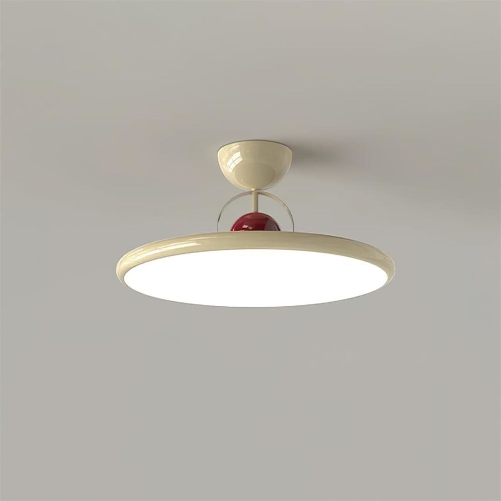Modern Metal Semi-Flush Ceiling Light With Tri-Colour Dimming in Beige — Halden Lighting
